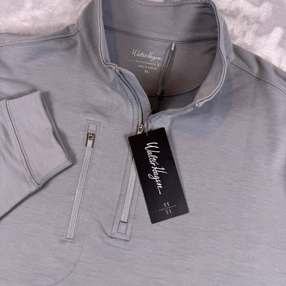 Walter Hagen Performance 11 Mens XL Gray Quarter Zip Pullover Golf Shirt NEW